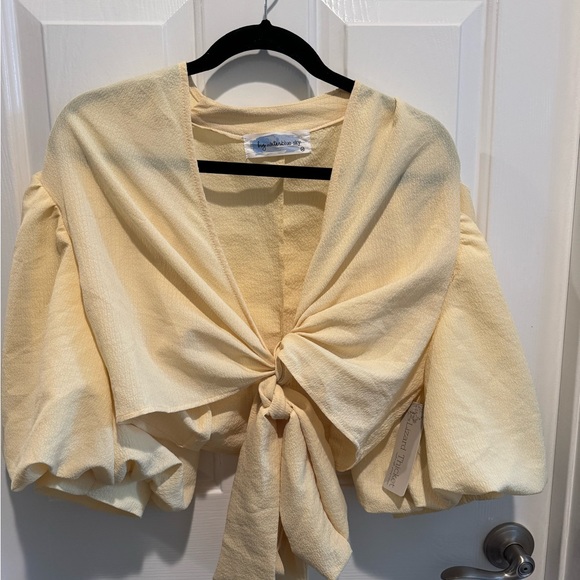 Big Water Blue Sky Tops - NWT Big Water Blue Sky Crop Ballon Sleeve Boutique Top Size M
